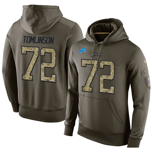 NFL Nike Detroit Lions #72 Laken Tomlinson Green Salute To Service Men's Pullover Hoodie